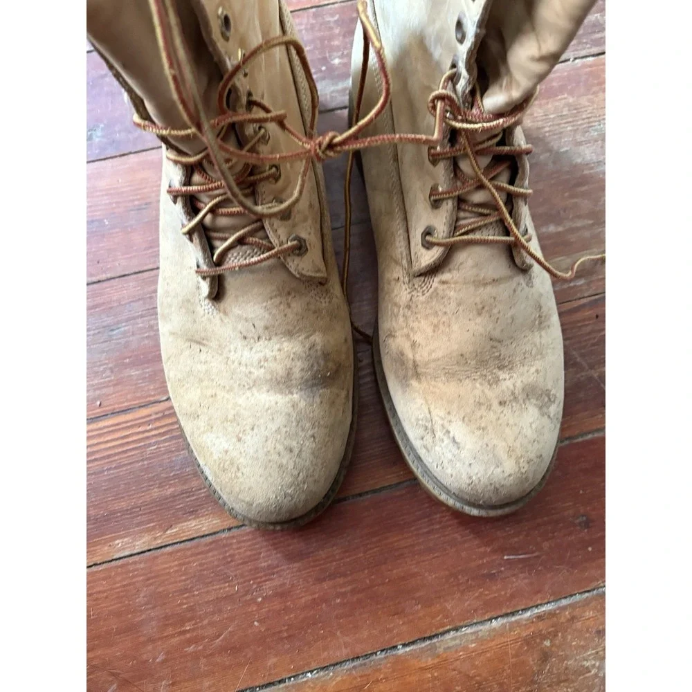VTG Timberland Boots Mens Sz 10 Wide Brown Lace Up Military Nubuck Leather Work